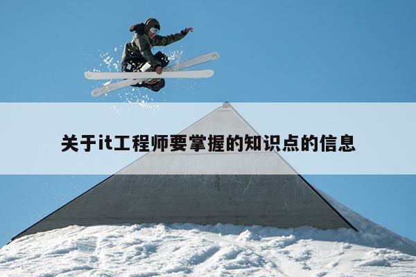 关于it工程师要掌握的知识点的信息