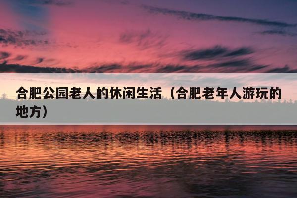 合肥公园老人的休闲生活（合肥老年人游玩的地方）